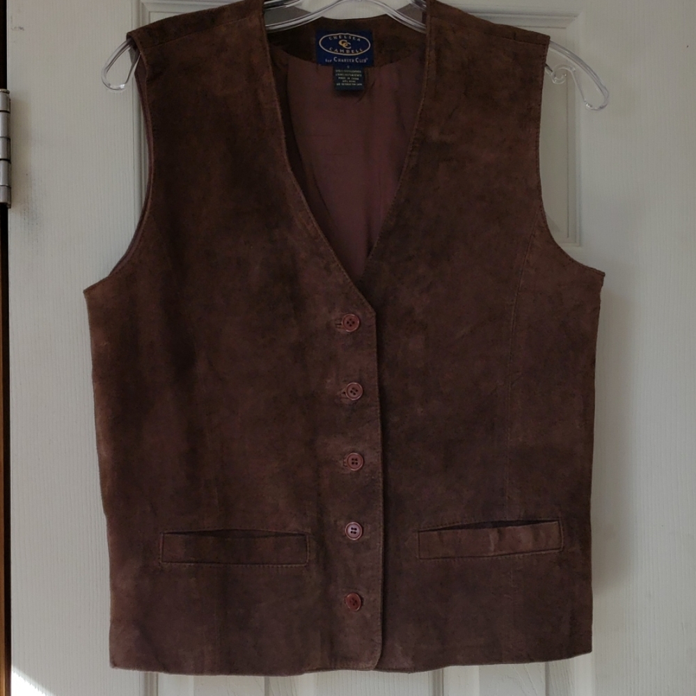 Chocolate Brown Suied Button Down Vest - image 1